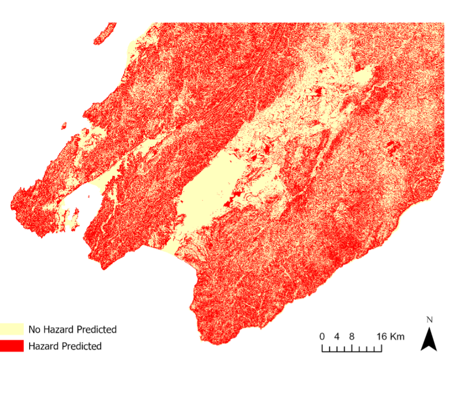 Landslide predictions from classification algorithm