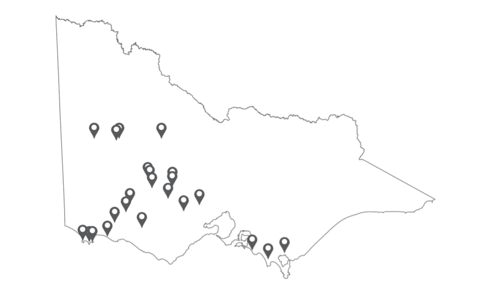 Location of existing wind farms in Victoria